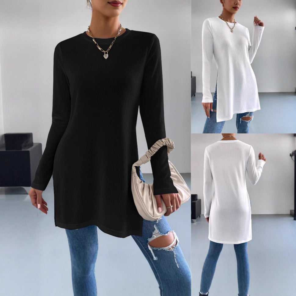Damen Langarmshirt mit seitlichen Schlitzen und hochwertiger Verarbeitung R&B