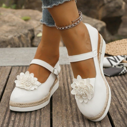 Damen Wedge-Sandaletten mit floraler Verzierungen und komfortabler Sohle R&B
