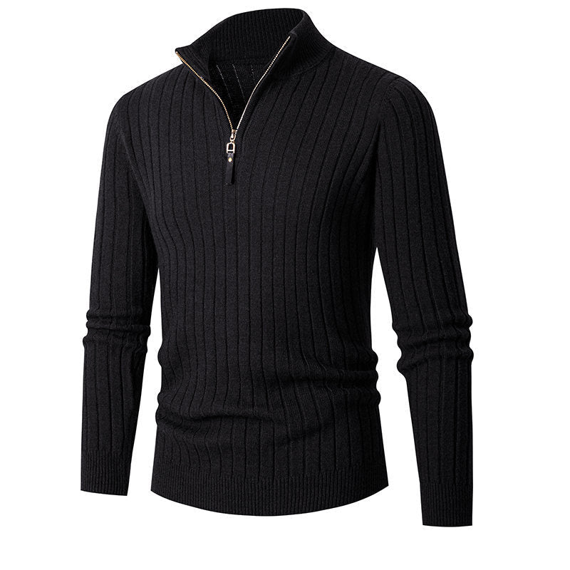 Herren Strickpullover mit stylischem Stehkragen und modernem Reißverschluss