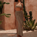 Damen Häkel-Bikini-Set mit langem Rock und verstellbaren Trägern R&B