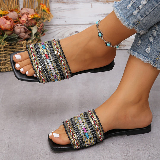 Damen Fancy Badeschuhe mit exquisite Perlenstickerei R&B