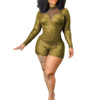 Damen Funkelndes Einteiler-Overall mit transparenten Einsätzen R&B