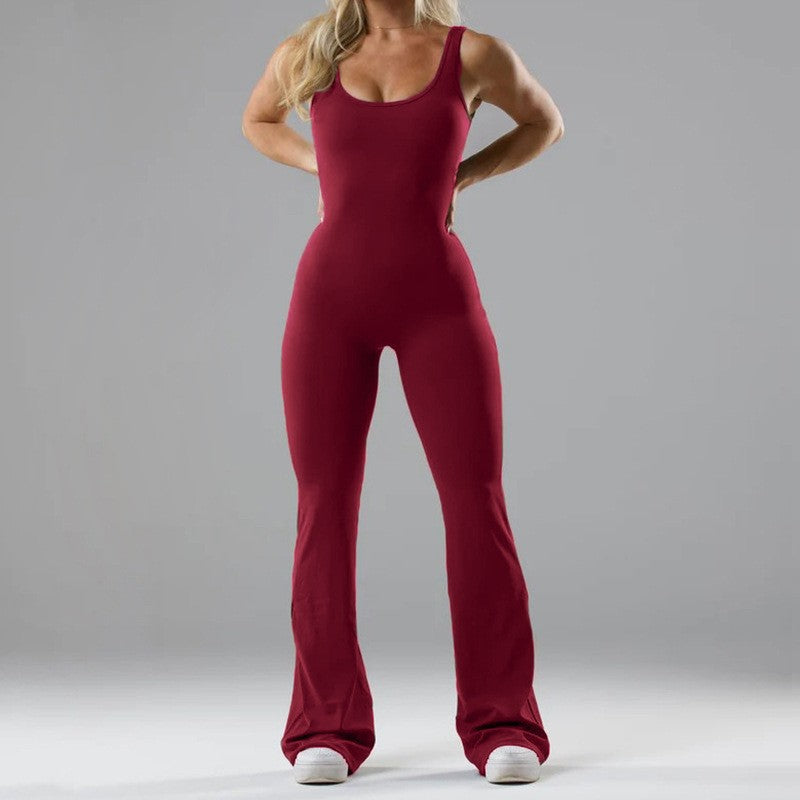 Damen Fitness-Jumpsuit mit weitem Bein und elegantem Schnitt R&B