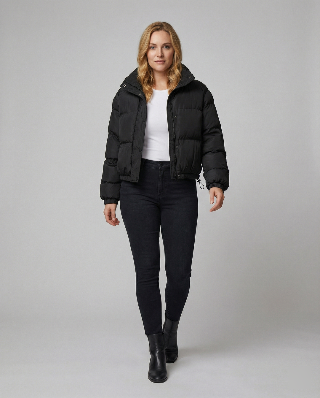 Übergangsjacke Damen sportlich elegant als cropped Steppjacke
