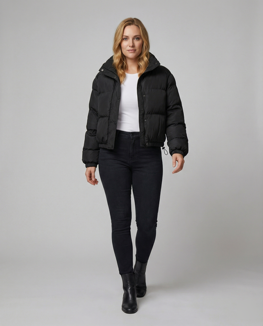 Übergangsjacke Damen sportlich elegant als cropped Steppjacke