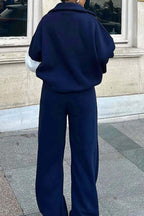 R&B | Vibes Halb Offenes Pullover Sweatshirt und Hose Zwei Teiliges Satz