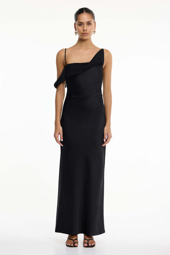 Damen Elegantes Maxikleid mit asymmetrischem Oberteil und fließendem Schnitt R&B
