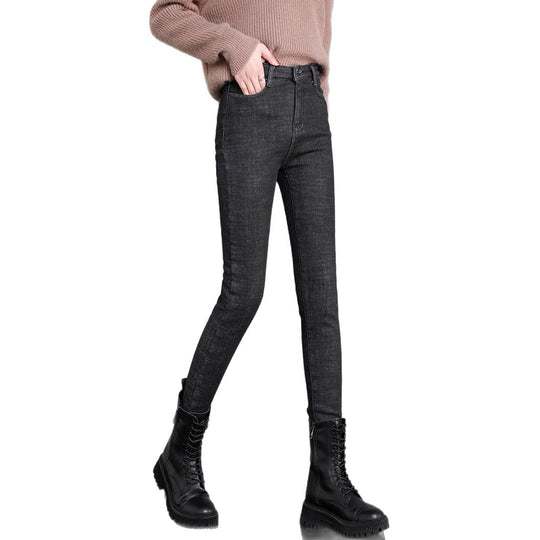 Damen nan hoch geschnittene Röhrenjeans mit formendem Stretchbund und schmalem Knöchelabschluss R&B