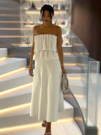 Damen Elegantes Maxi-Kleid mit gerafftem Oberteil und fließendem Saum