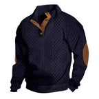 Herren nan grob gestrickter Strickpullover mit Schalkragen, Knopfleiste und Ellbogenpatches R&B