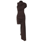 Damen figurumspielendes Cocktailkleid mit asymmetrischem Schnitt und ansprechender Drapierung R&B