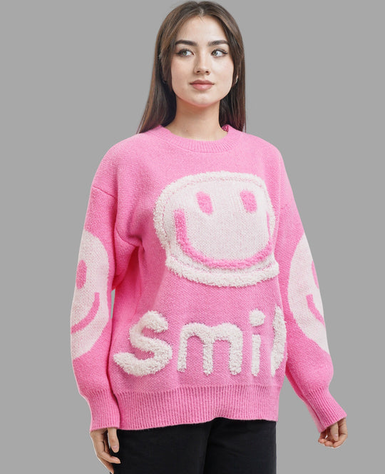 Damen gemütlicher Oversize-Pullover mit lässigem Grafikdesign R&B