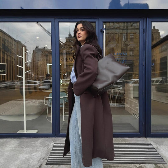 Damen Übergröße langes Blazer mit Taschen und klassischem Schnitt R&B
