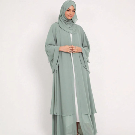 Damen Elegante und fließende lange Kaftan mit offenen Ärmeln R&B