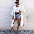 Damen Langer Strickcardigan mit weiten Ärmeln und praktischen Taschen R&B
