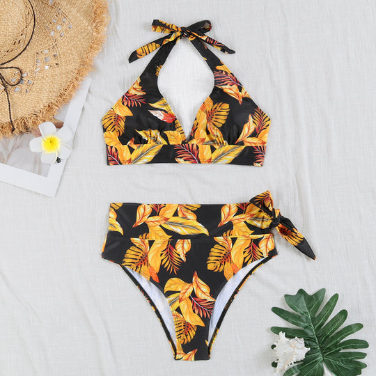 Damen Bikini-Set mit verspieltem Haltertop und hochgeschnittenem Höschen R&B
