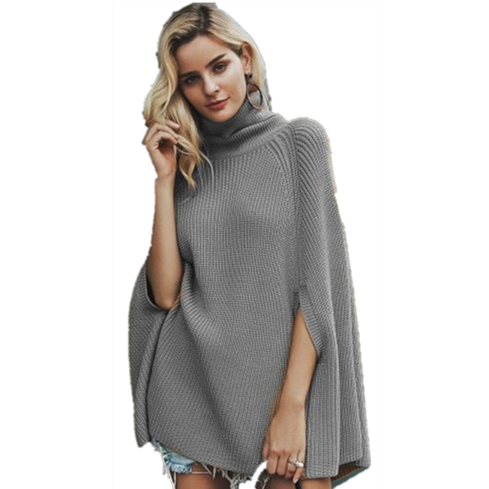 Damen Großer Strickpullover mit hochschließendem Kragen und weitem Schnitt R&B