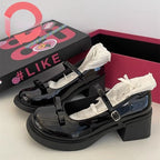 Damen Modische Mary Jane Pumps mit auffälliger Schnalle und bequemem Absatz R&B