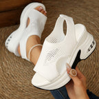 Damen Wedge-Sandalen mit atmungsaktiver Textil-Oberfläche und stoßdämpfender Sohle