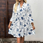 Damen Freizeitkleid mit floralem Design und Rüschen R&B