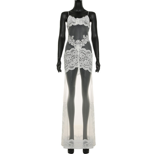 Damen Spitzen-Strandkleid mit elegantem Rückenausschnitt und schwingendem Saum R&B