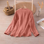 Damen lässige Bluse mit strukturiertem Stoff und Knopfdetail R&B