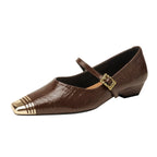 Damen Ballerinas mit elegantem Riemen und stilvollem Blockabsatz