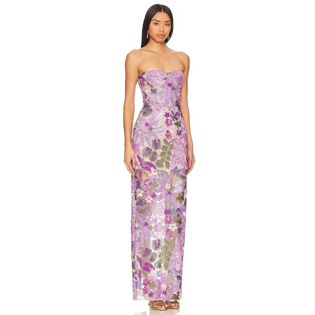 Damen Schickes Abendkleid mit floralem Design und figurbetonter Silhouette R&B