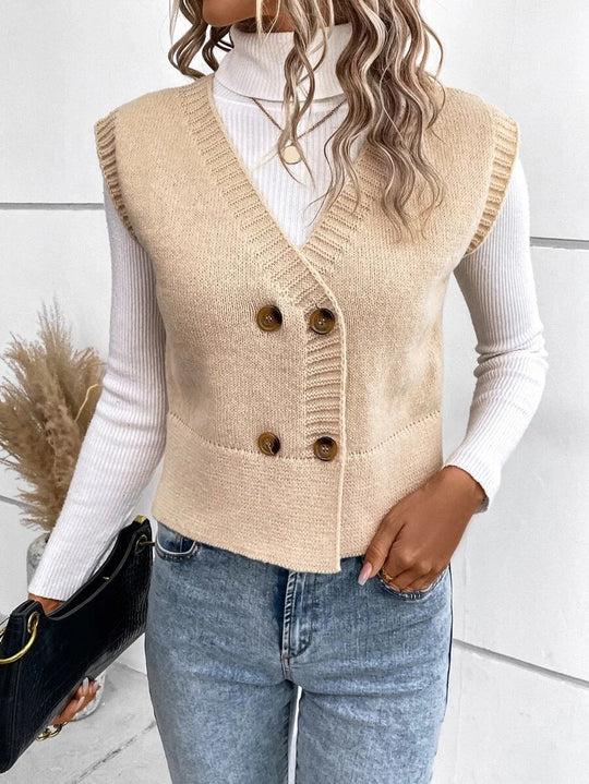 Damen Strickweste mit doppelter Knopfleiste R&B