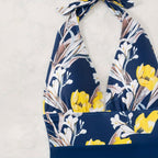 Damen Einteiliger Badeanzug mit floralem Design und Langen BindR&Bändern R&B