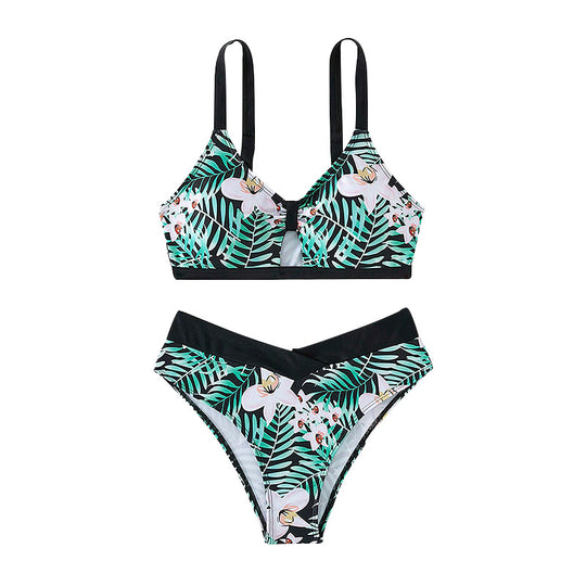 Damen Zweiteiliges Bikini-Set mit floralem Design und verstellbaren Trägern R&B