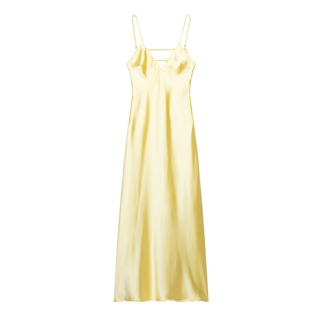 Damen Sommerliches Spaghettiträgerkleid mit schmeichelndem Schnitt und fließendem Stoff R&B
