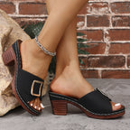 Damen Trendige Blockabsatz-Sandalen mit aufregendem Schnallen-Detail