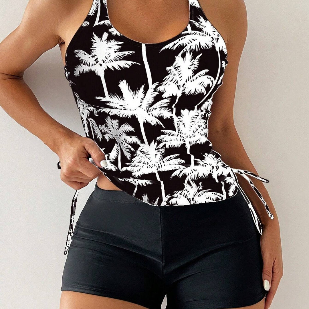 Damen Sportliches Tankini-Set mit verstellbaren Seitenschnüren R&B