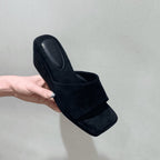 Damen Wedge-Pantoletten mit weichem Veloursleder und komfortablem Fußbett R&B