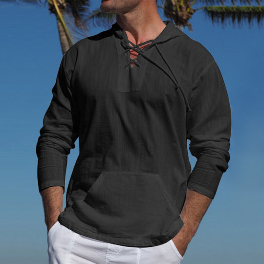 Damen lässiger Langarm-Hoodie mit Kängurutasche und Kapuze R&B