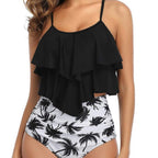 Damen Sportliches Tankini-Set mit fransigem Oberteil und hohem Bund R&B