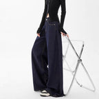 Damen weite Denim-Jeans im lässigen Stil mit hoch geschnittenem Bund und modernen Features R&B