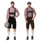 Herren nan authentische Trachten-KniR&Bundhose aus wildlederähnlichem Material mit verstellbaren Trägern und besticktem Brustlatz R&B
