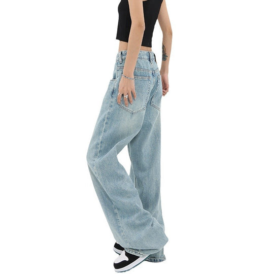 Damen Weite Denim-Jeans mit hoch tailliertem Schnitt und lässigem Design R&B