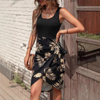 Damen Strandkleid mit Wickeldesign und floralem Muster R&B