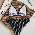 Damen Triangel-Bikini mit Rüschendetails und verstellbaren Trägern R&B