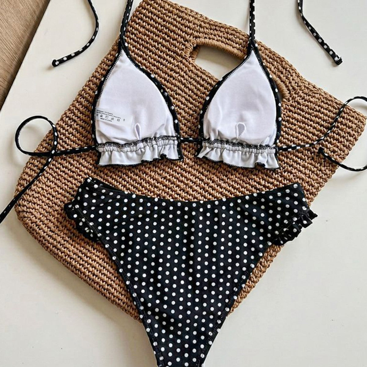 Damen Triangel-Bikini mit Rüschendetails und verstellbaren Trägern R&B