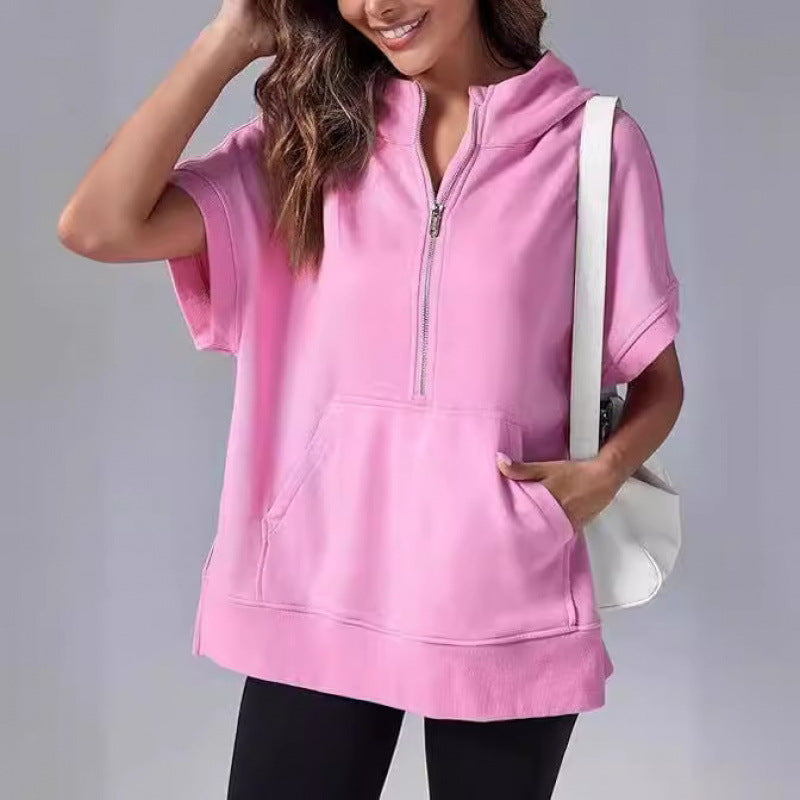 Damen Lässiger Kapuzenpullover mit Reißverschluss und praktischen Taschen R&B