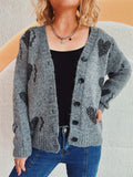 Damen gestrickte Cardigan mit Herzmuster und Knopfdetails R&B