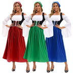 Damen nan Renaissance Dirndl Kostüm mit Schnürmieder und Carmenärmeln R&B