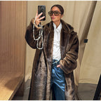 Damen luxuriöser Kunstpelzmantel mit elegantem Schnitt R&B
