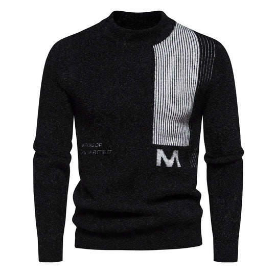 Herren Hochwertiger Strickpullover mit modernem Stehkragen und strukturiertem Design R&B