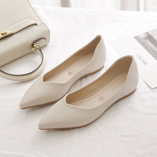 Damen Elegante Ballerinas aus hochwertigem Leder mit modischem V-Ausschnitt R&B