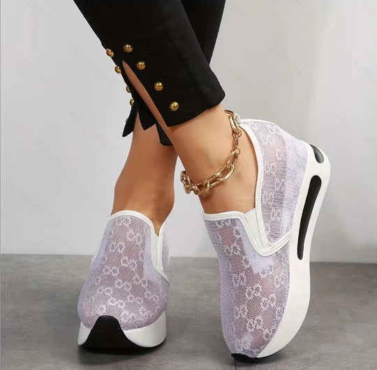 Damen Komfortable Sneaker mit floralem Stickmuster und rutschfester Sohle R&B